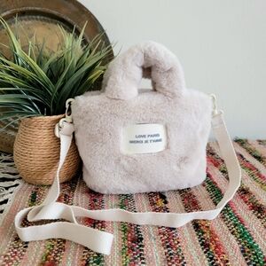 Zara Love Paris Faux Fur Mini Satchel Bag